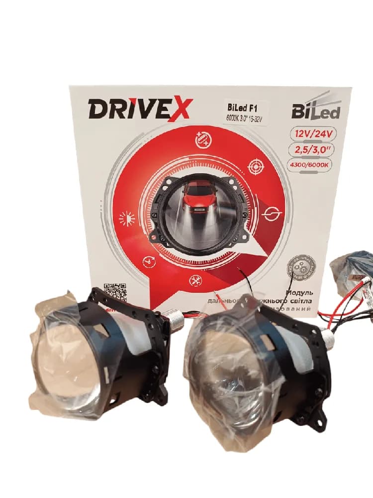 Світлодіодні лінзи DriveX Bi-LED Evolution F1 24V 45w 6000K 3.0” (для вантажних авто)