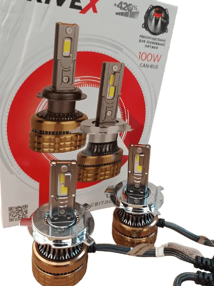 Світлодіодні лампи DriveX UL-02 H4 6000K 9-16V 100W