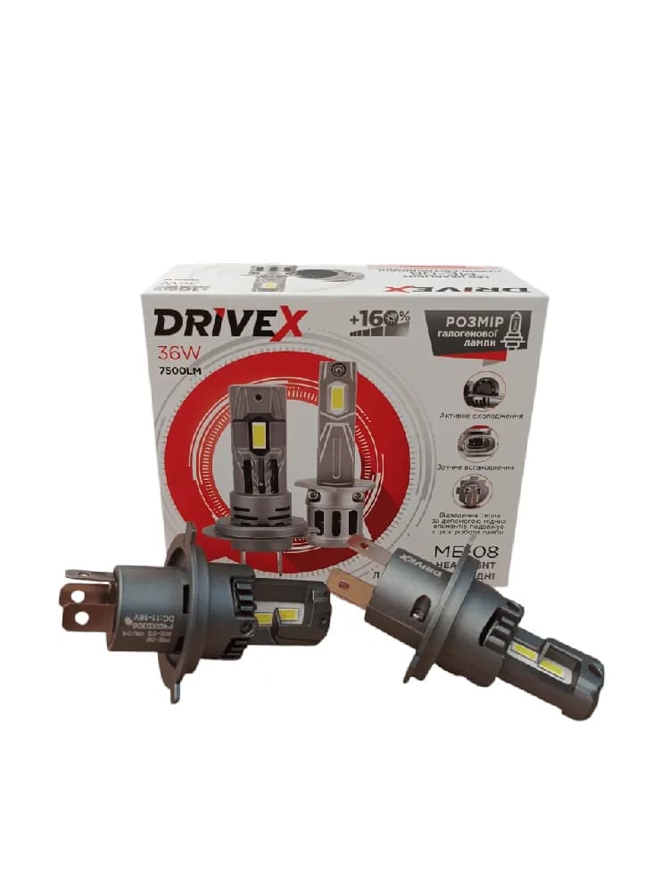 Світлодіодні лампи DriveX ME-08 H4 36W 5500K
